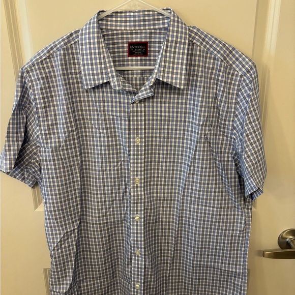 UNTUCKit mens blue and white plaid button down shirt size XL - Picture 6 of 11